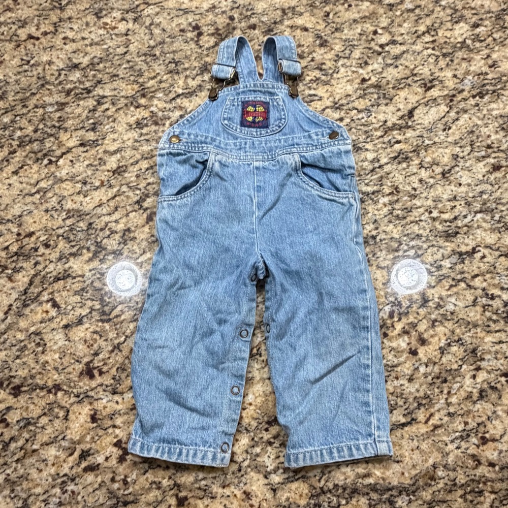 Vintage Billy The Kid Denim Overalls Light Wash‎ Toddler 18 Months Snap Inseam